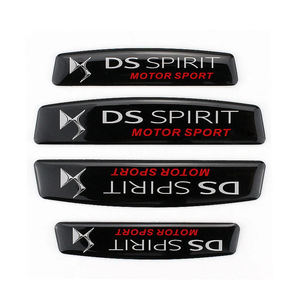 

4pcs Set Car Door Plate Edge Strip Embelm Logo DS Sitkcer Decals Anti Collosion Anti Scratch Bumper For Citroen DS3 DS4 DS6 C3