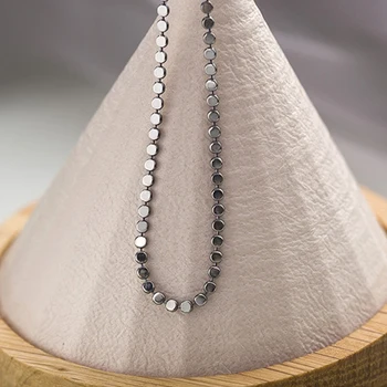 

Korea Small Round Cake Bead 925 Sterling Silver Choker Necklace Woman Fashion Short Chain Polished Personalized Necklace Jewelry
