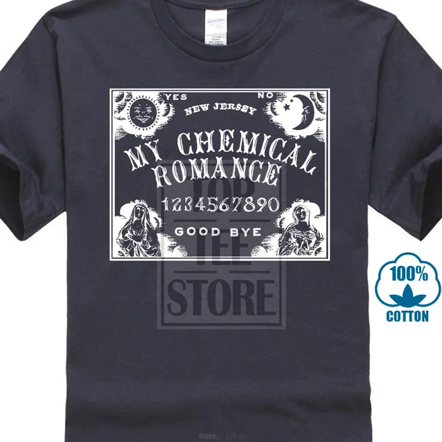 Мужская футболка с принтом большого размера My Chemical Romance мужская футболка с надписью «Spirit Board»(xxl - Цвет: Тёмно-синий