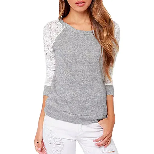 2016 New arrival! Women's Long Sleeve Sexy Lace Backless Embroidery Knitted Tops Pullover