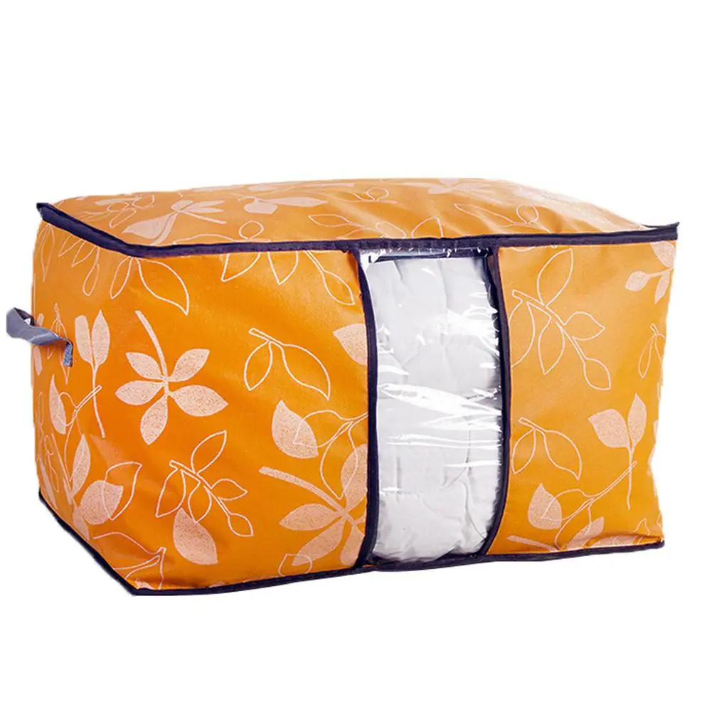 

LanLan Visual Non-woven Leaf Printing Storage Bag for Blanket Clothes Quilt Laundry Organize