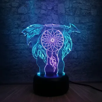

Valentine Wind Chimes Table Lamp Dream Catcher 3D illusion LED Night Light Baby Bedroom Party Desk Decor Lamp Child xmas Gift