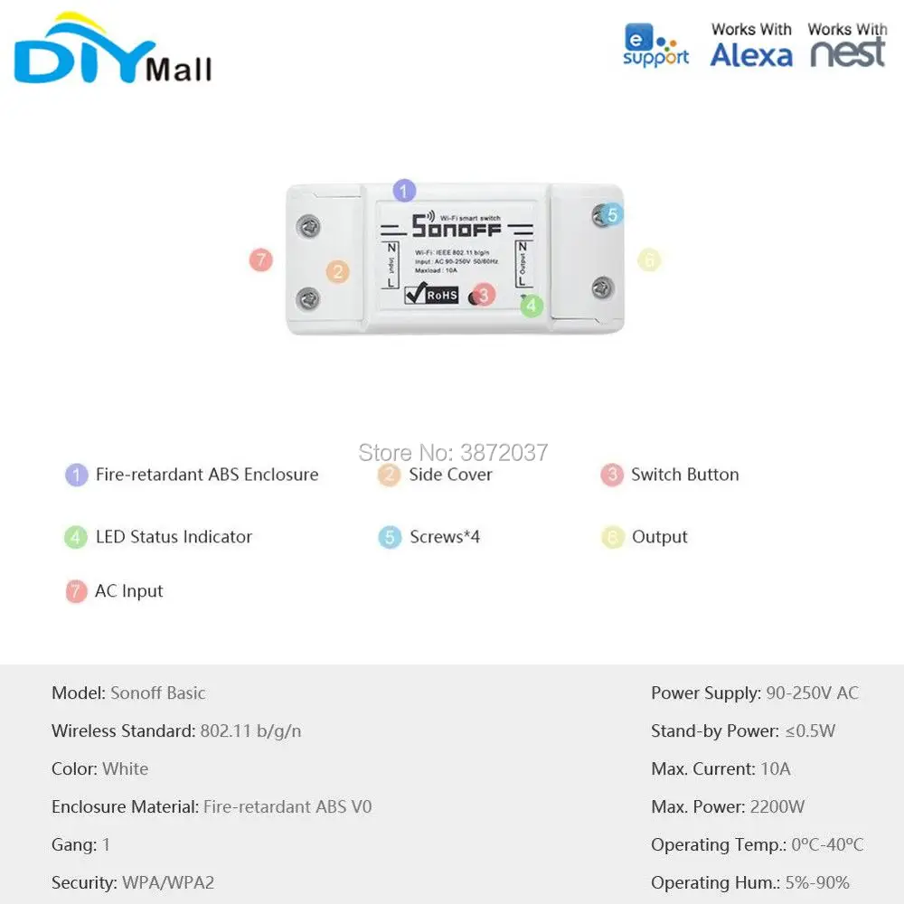 Sonoff Dual RF Basic DR Tray Wifi переключатель IP66 водонепроницаемый чехол умный дом автоматизация для Android IOS приложение Amazon Alexa Google Nest