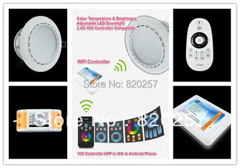 

12W AC100-240V Color Temperature & Brightness adjustable led downlight set (1*downlight+1*adapter+1*remote+1*wifi controller