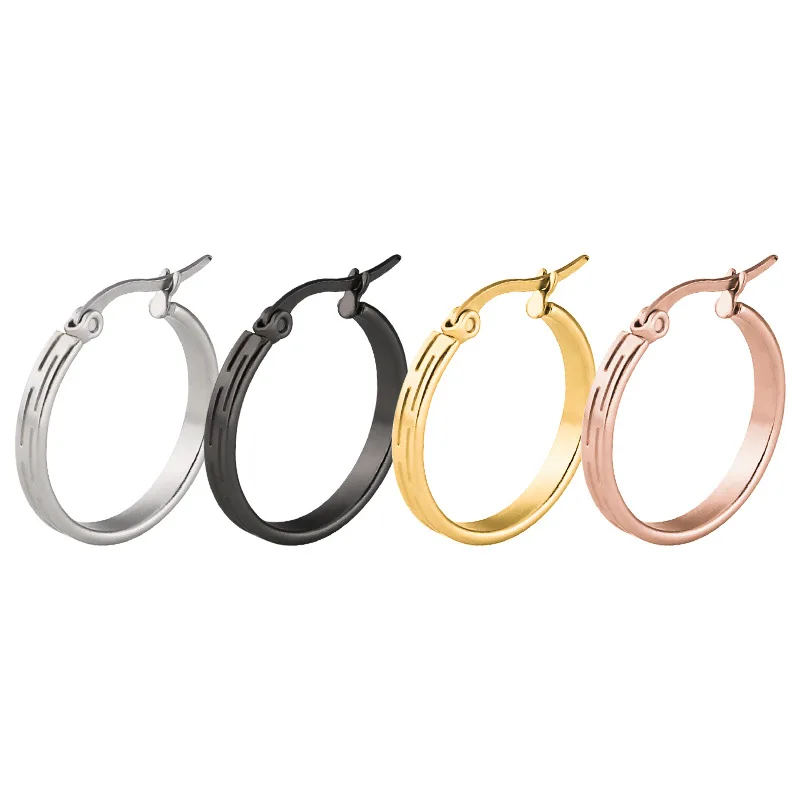 

FairLadyHood New Products 316L Stainless Steel Retro Earrings Trendy Hoop Earrings