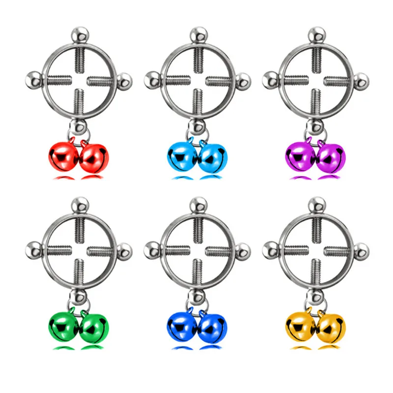 

2019 2PCS/Lot Stainless Steel Round Non-Piercing Nipple Ring Women Silver Color Bell Shield body piercing jewelry Fake Piercing