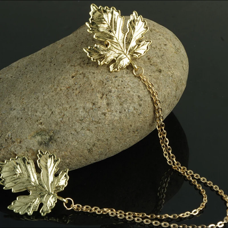 Simple Design Fashion Gold&Silver Plated Maple Leaf Brooches for Women