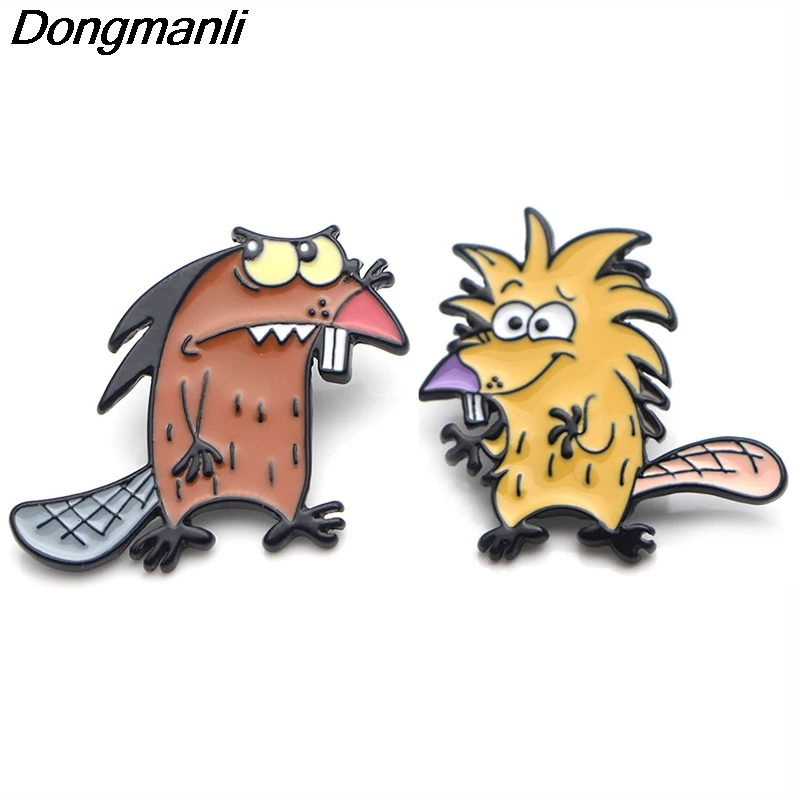 

P3769 Wholesale 20pcs/lot Cute The Angry Beaver Metal Enamel Brooches and Pins for Lapel Pin Backpack Badge Collar Jewelry