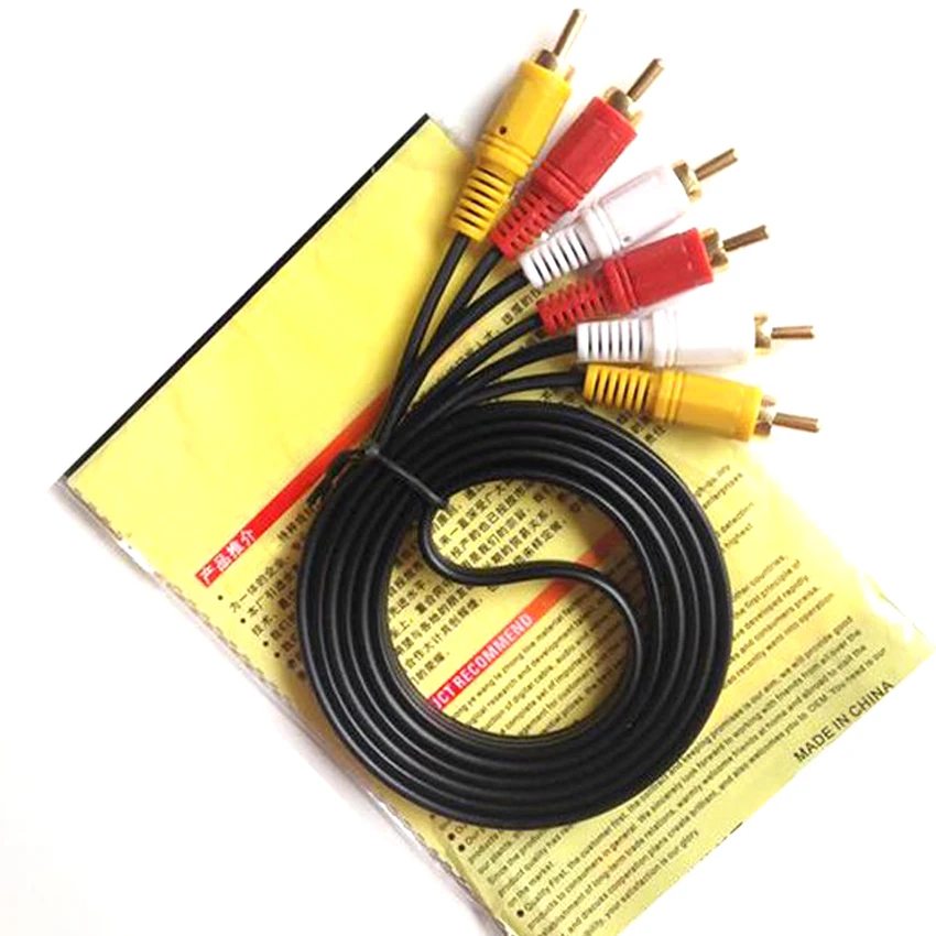 New 1.5M 3M 5M 10M 15M 20M 4N OFC 3 to 3 audio video AV cable TV set-top box cable 6 in one 3RCA Male Extension AV Cable