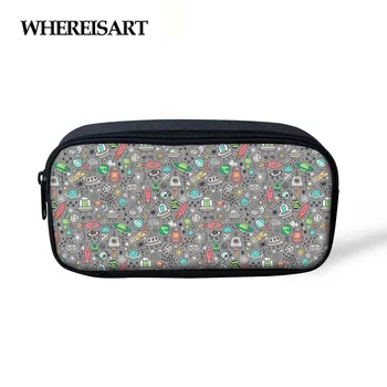 

WHEREISART Space Galaxy Universe Doodle School Pencil Case Children Pencil Box for Boys Pochette Girls Cosmetic Creative Simple