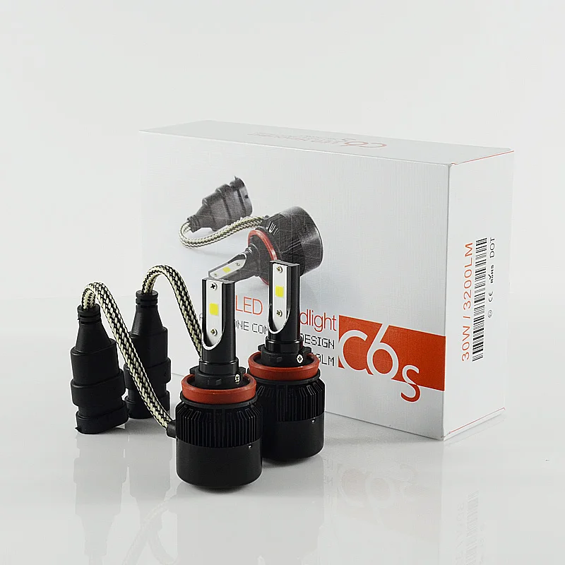 60 Вт 6400LM COB C6S светодиодные фары 30 3200LM H1 H3 H4 H7 H8 H9 H11 H16 9005 9006 9012 9004 9007 H13 880 5202