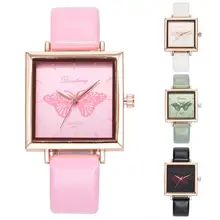 2018 Casual Square Dial Women Butterfly Quartz Analog Business Office Wrist Watch moda mujer 2018 luxury brand NEW