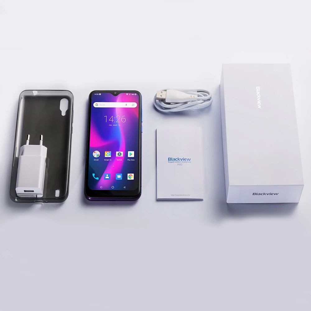 Смартфон Blackview A60 экран 6 1 дюйма 19 2:9 Full Waterdrop аккумулятор 4080 мА*ч Android 8.1 ПЗУ Гб 16