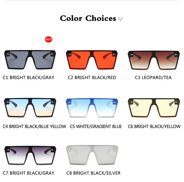  - Oversized Gradient Square Sunglasses Men Women Flat Top Fashion One Piece Lens Sun Glasses Women Brand 2019 Shades Mirror
