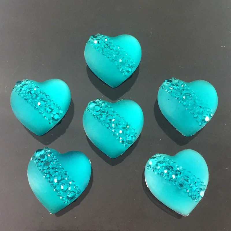 Buy 20pcs 20mm DIY Lake blue heart shaped resin