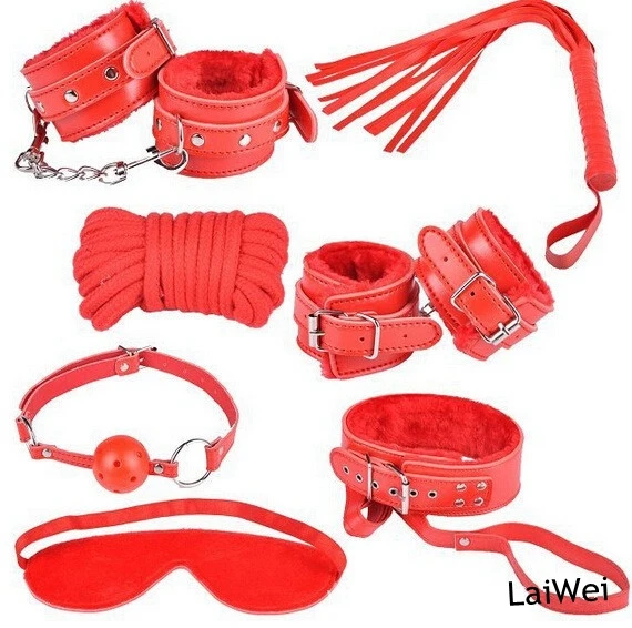 Adult Sex Health Fun Supplies Plush Toys 7 Piece Suit Offbeat Blindfold Bound Whip Collar Fetish