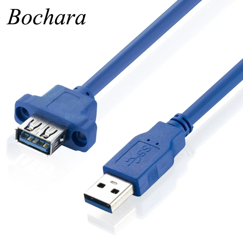 

Bochara 40cm USB 3.0 Extension Cable Male to Female M/F Foil+Braided Shielded With Screw Panel Mount