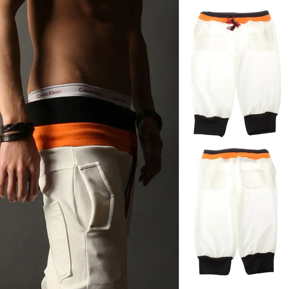 Модные Повседневные спортивные короткие штаны из хлопка и полиэстера для мужчин