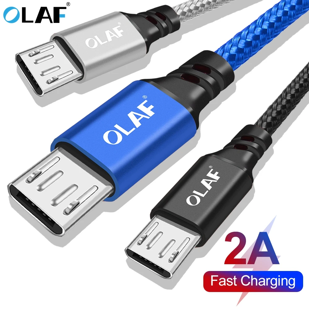 

OLAF Micro USB Cable 2.1A Nylon Fast Charging USB Data Cable For Samsung Xiaomi Huawei Android Mobile Phone USB Charging Cables