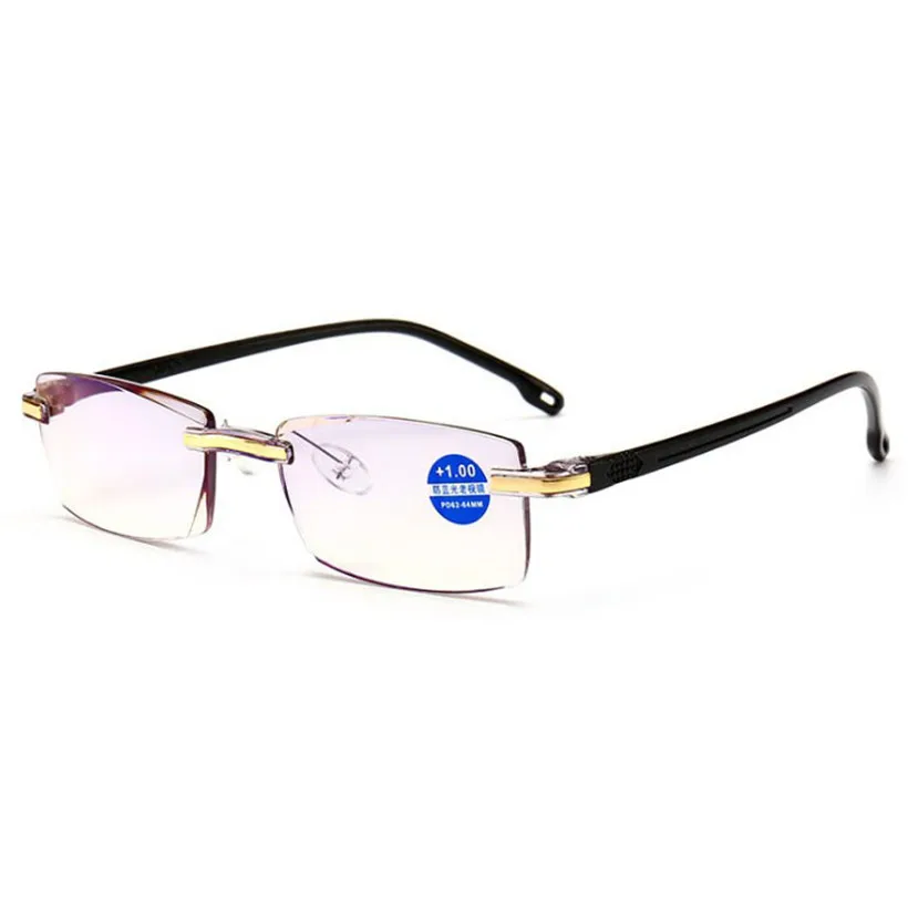 XojoX очки для чтения без оправы для мужчин и женщин, анти-синий светильник, очки для мужчин, очки для дальнозоркости, диоптрия пресбиопии 1,0 1,5 2,0 2,5 3,0 - Цвет оправы: black