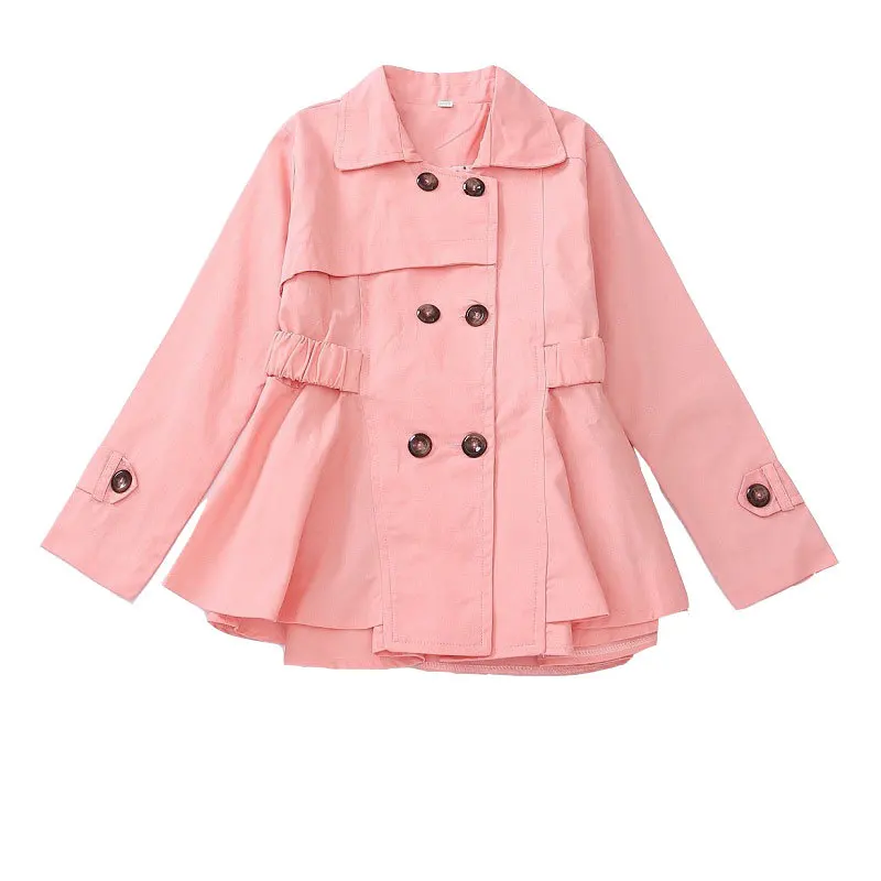 Весенне-осенний плащ для девочек двубортное пальто розового цвета и цвета слоновой кости подчеркивающий талию куртка детская одежда принцессы бутик верхней одежды