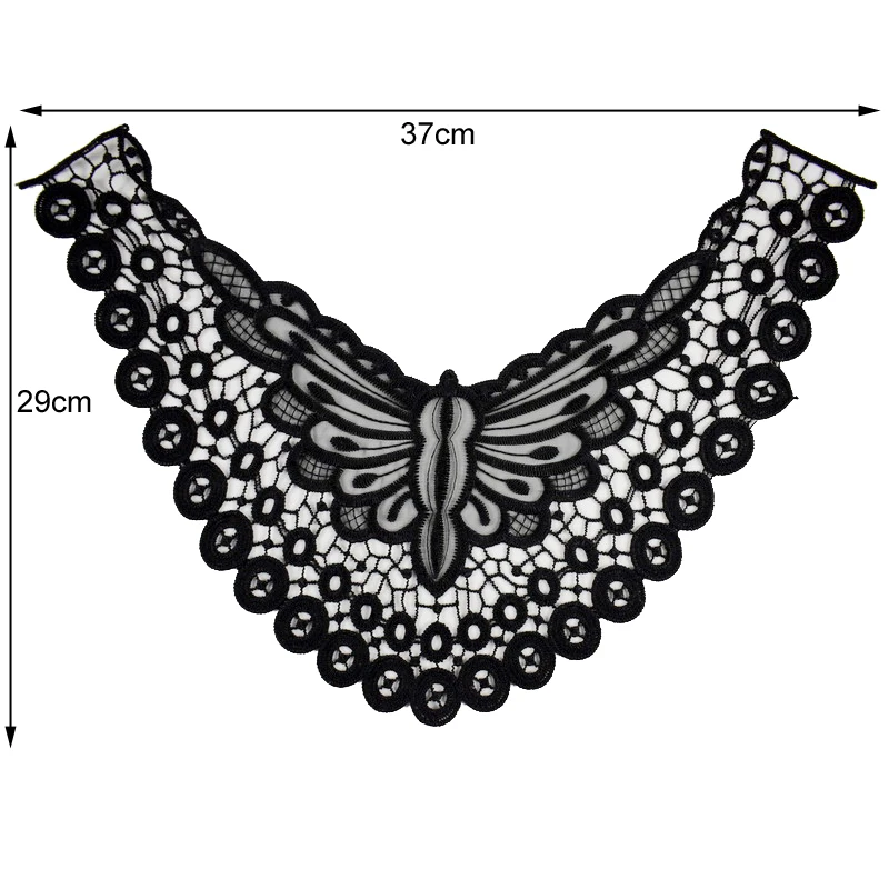 Черный воротник Венеция кружево бабочка декольте аппликация вышивка отделка Гипюр кружево ткань для одежды Швейные принадлежности