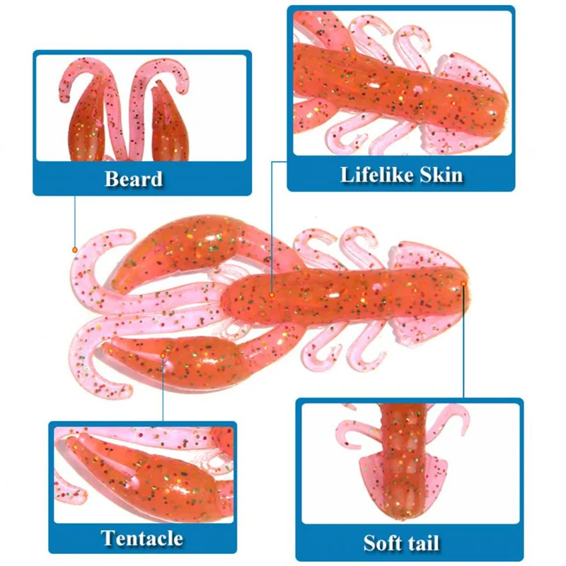 5 шт. 2 г/5 см DoliveCraw рыболовные приманки креветки Мягкая приманка рыболовная приманка воблер окунь Мягкие силиконовые рыболовные снасти