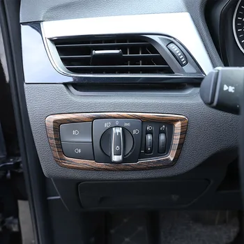

For BMW X1 F48 2016-2019 ABS Pine Wood Grain Head light Headlight Switch Button Cover Trim Car Accessories For BMW X2 F47 2018