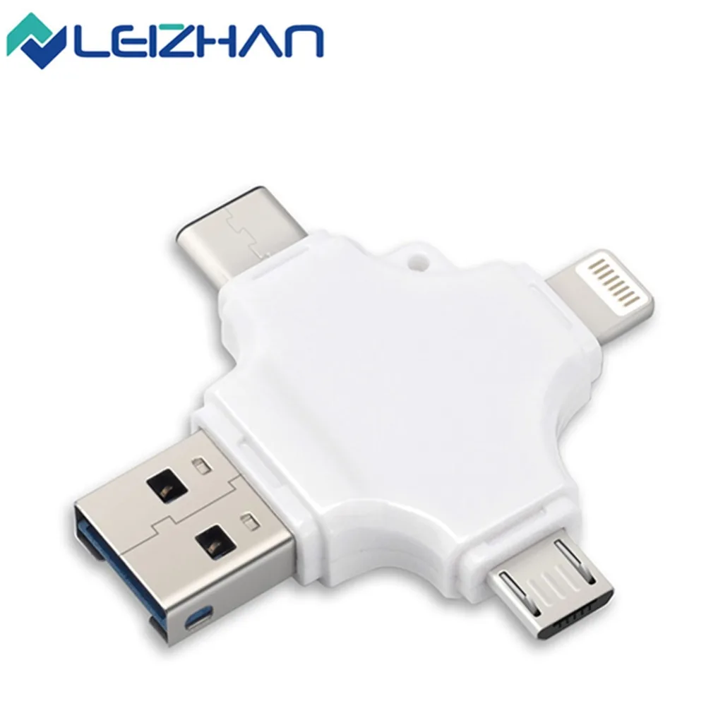 

TF Card Reader 4 in 1 Lightning/Type-c/Micro USB/USB 3.0 Memory Card Reader TF Card Reader for Android Ipad/iphone