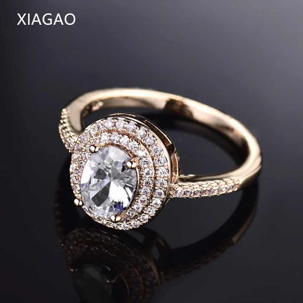 XIAGAO 2017 новое модное двойное обручальное кольцо золотого цвета большой овальный