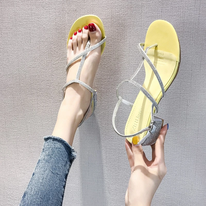 

Women Sandals Gladiator buckle Buckle Soft Lightweight shoes Female fashion crystal solid color Summer Beach zapatos mujer 2019