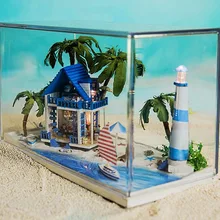 N002 Diy Кукольный дом Миниатюрный модель строительные наборы ручной работы деревянный кукольный домик игрушечная мебель