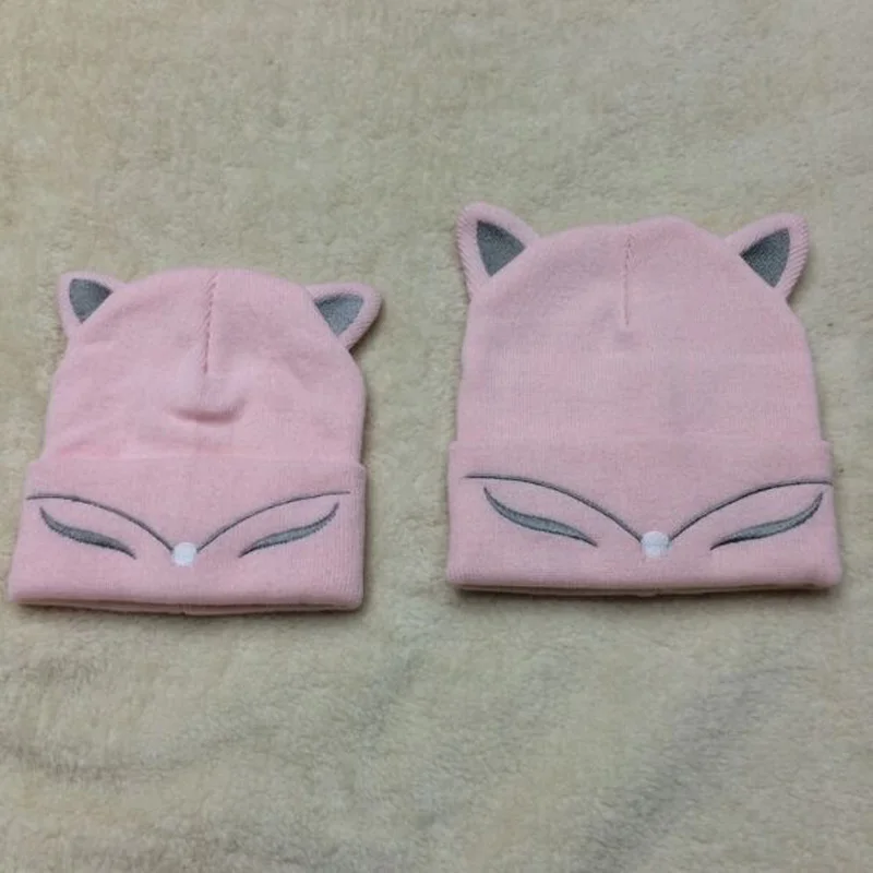 

2017 Women Spring Cotton Cuff Beanie Knit Watch Cap Spring Gril Cat Hat Female Sock Cap Skull Hat for Women