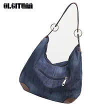 OLGITUM 2017 Nuevo Grandes Bolsos De Lujo Las Mujeres Bolsa de Diseñador de Las Señoras bolsos de Mano Grandes Monederos Jean Denim Hombro Crossbody Tote F545