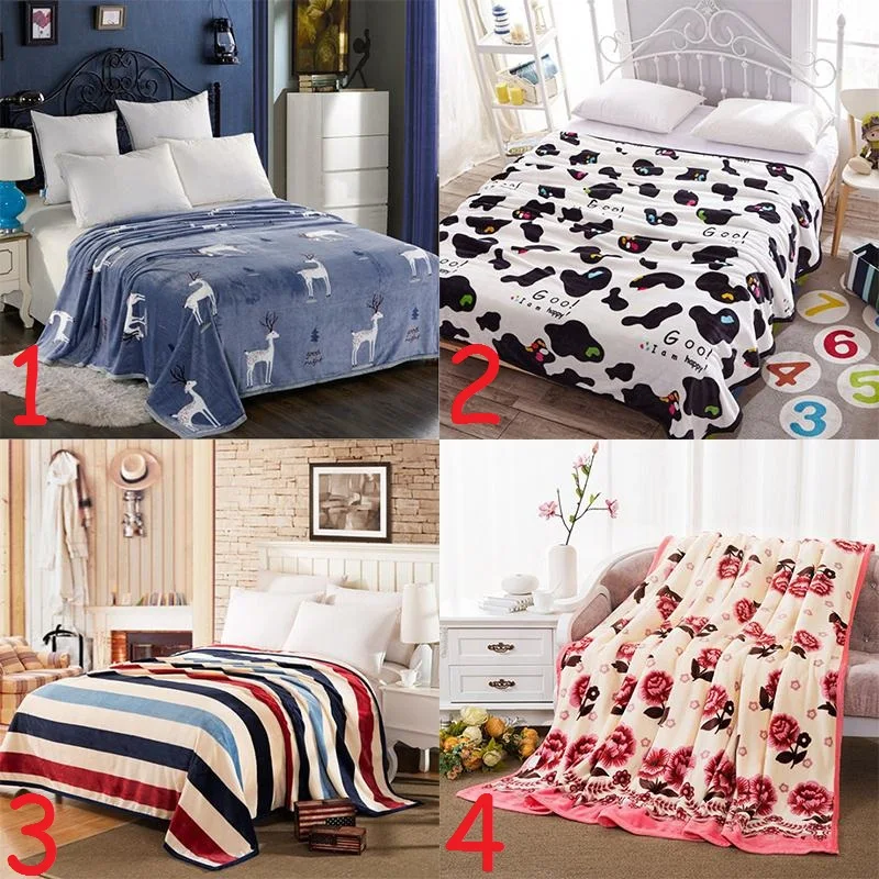 Одеяло с цветочным рисунком, Фланелевое флисовое плотное теплое одеяло, легкая кровать, диван
