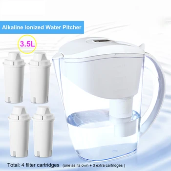 

3.5L Pack 4 refill filter cartridges 3.5L Alkaline Water Ionizer Mineral Filter Water Jug with pH 8-10 Orp -100mv to -300mv