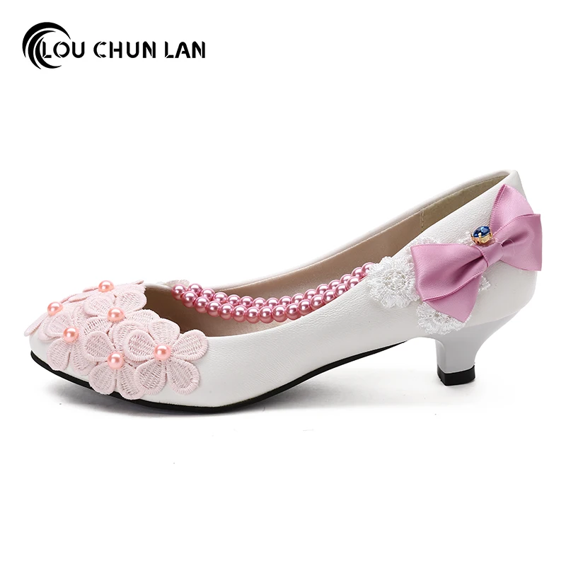 White Pink Purple Color Bow Wedding Shoes Bridesmaid 3cm 5cm White Pink Purple Color Bow Wedding Shoes Bridesmaid 3cm 5cm Heel Sweet Princess Female Women Pumps In S From On