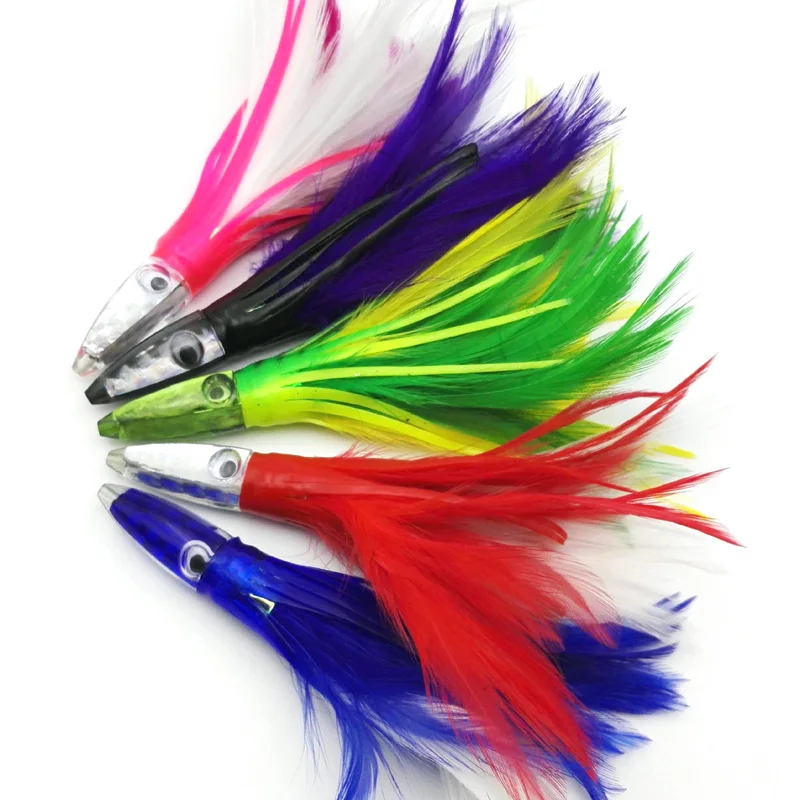 5PCS 14cm Mix Color Weighted Resin Head Sea Striker Tuna Wahoo Lure Sea