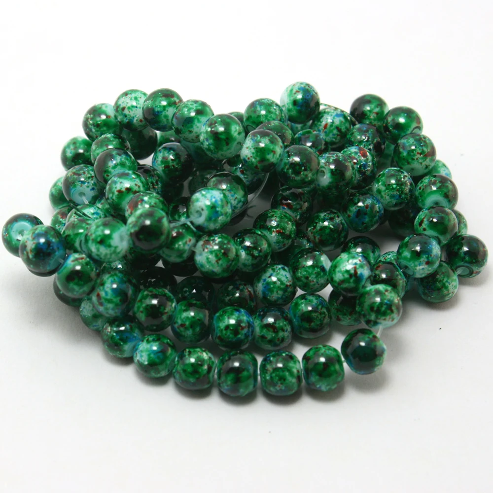 

High Quality Approx 100pcs/lot 8mm Green Glass Round Beads for Jewelry Making & DIY Beads Bracelet Necklace