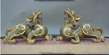 

YM 312 19" china brass wealth money coin brave troops pixiu mythical wild animal statue