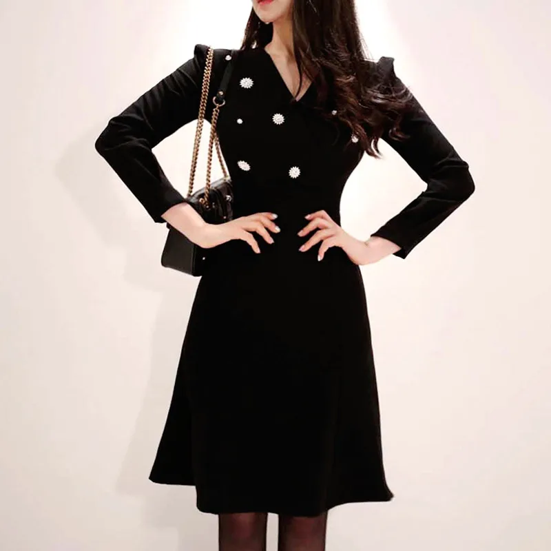 

Office Lady Work Wear Elegant Autumn Winter Women A Dress