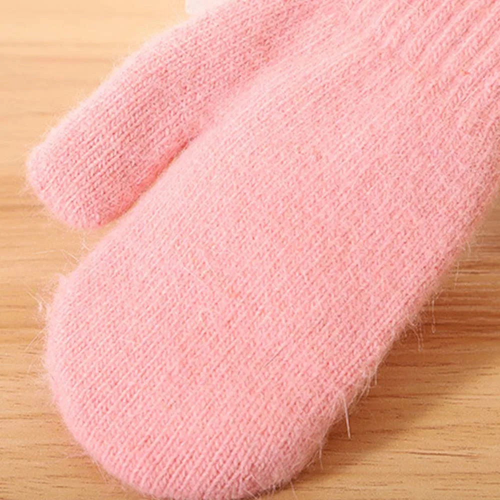 Зимние детские толстые теплые перчатки DIY Venonat стиль кроличьи волосы перчатки Полные Пальцы шерстяные варежки для девочек