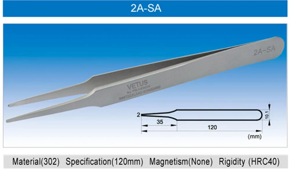 VETUS SA серия Пинцет из нержавеющей стали антимагнитный антикислотный антикоррозийный для наращивания ресниц макияж лабораторные инструменты для ремонта