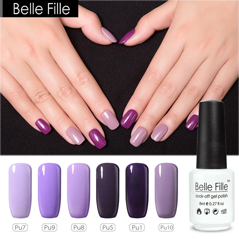 BELLE FILLE Purple Lavender Gel Polish 8ml UV LED Soak Off Gel Nail