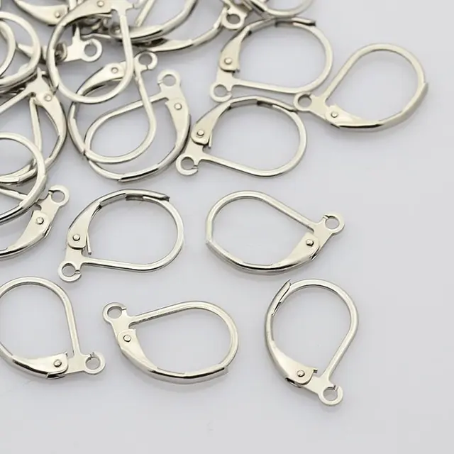 50pcs/lot 11x16mm Stainless Steel Ear Wires Hoop Earring Hooks Nickel