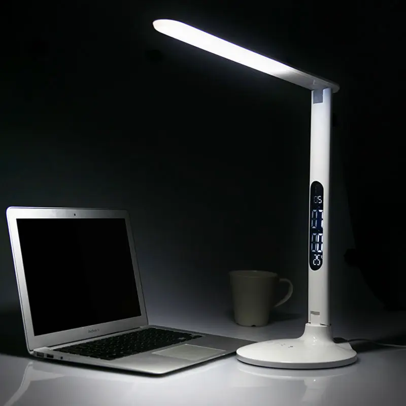 Бесплатная доставка Портативный 5 В USB LED настольная лампа с будильник календарь дисплей температуры внутреннего применения