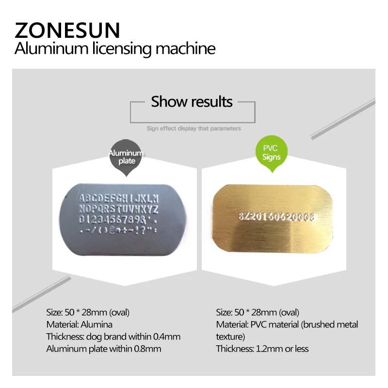 ZONESUN ручная машина для тиснения Dog Tag гравировка нержавеющая стальная металлическая машина номер Военная пластина 52 буквы символов