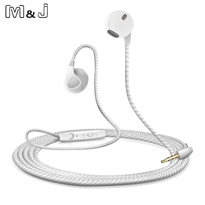 M&J Earphone For iPhone 6 6S 5 Phone Headphone With Microphone 3.5mm Jack Bass Headset For Apple Sumsang Sport Headphones