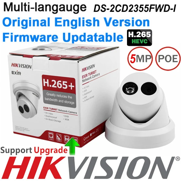 Original HIK English Security Camera DS 2CD2355FWD I 5MP H.265+Mini Turret CCTV Camera WDR IP