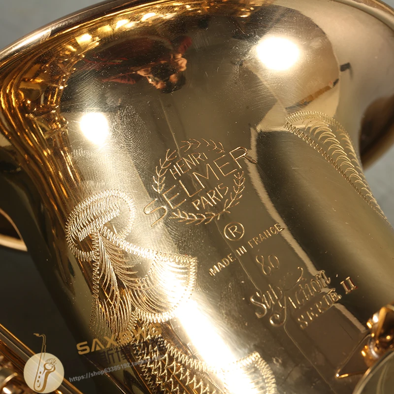 

professional Saxophone Selma SAS-802 Alto Saxophone gold perfect carved alto sax unique silver plated curved neck with case